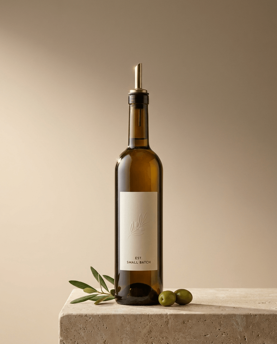 AI-generated olive oil product visual