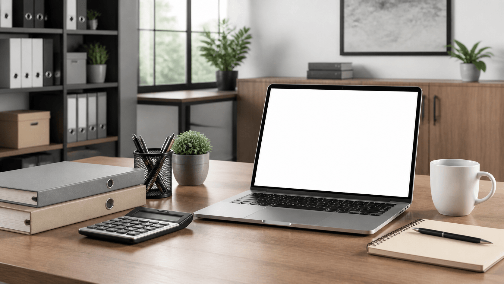 Accounting website system with a client meeting in a modern office.