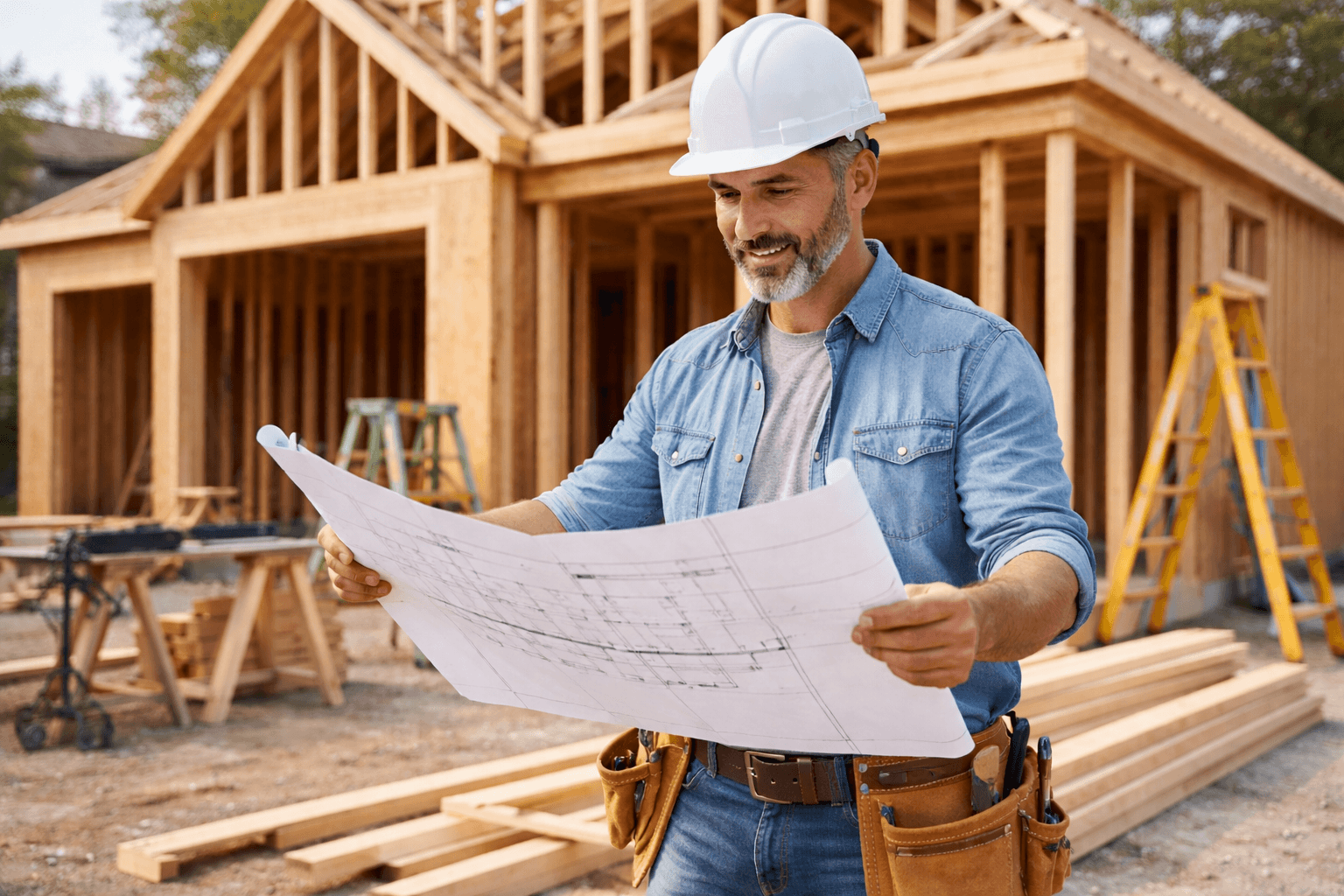 Home builder website system at a residential construction site.