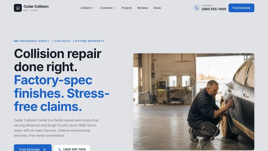 Collision Repair Structured Grid demo website thumbnail