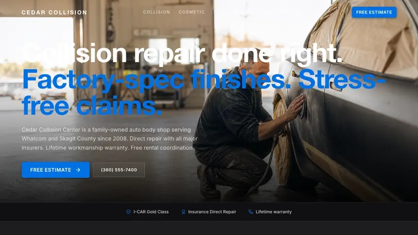 Collision Repair Minimal Premium demo website thumbnail