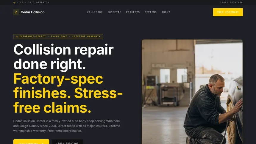 Collision Repair Bold Contrast demo website thumbnail
