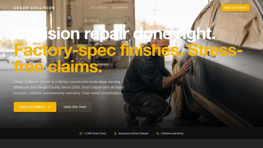 Collision Repair Performance Accent demo website thumbnail