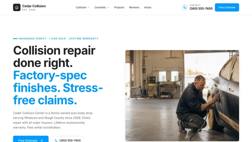 Collision Repair Clean Scheduler demo website thumbnail