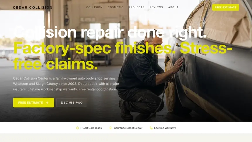 Collision Repair Soft Editorial demo website thumbnail