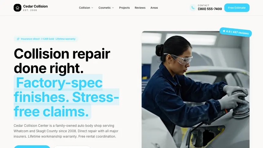 Collision Repair Crafted Neutral demo website thumbnail