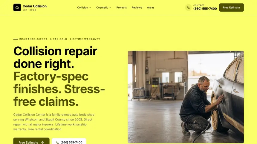 Collision Repair Data Clarity demo website thumbnail