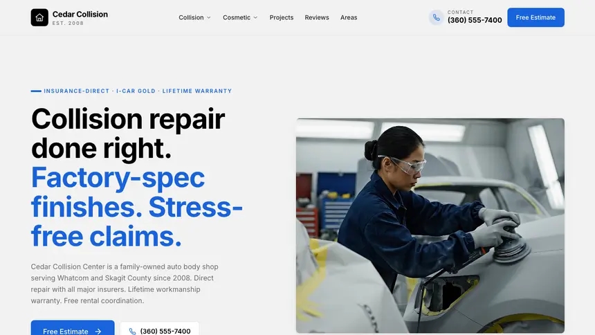 Collision Repair Calm Professional demo website thumbnail