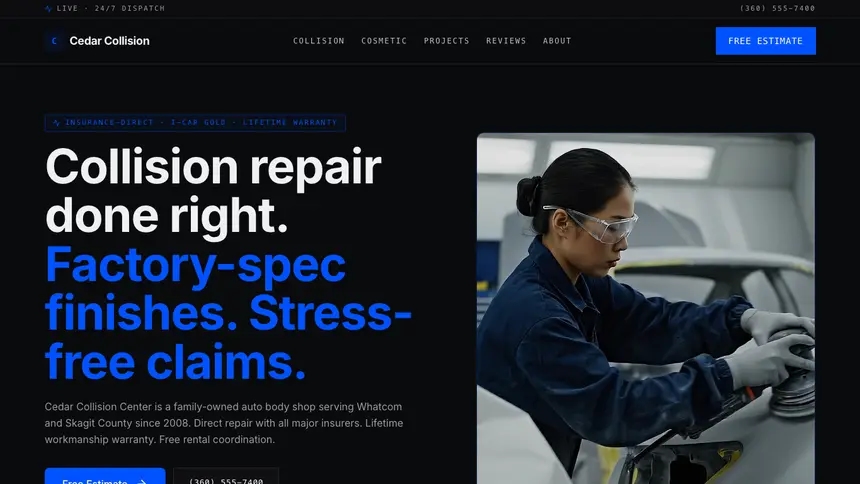 Collision Repair Trusted Finance demo website thumbnail