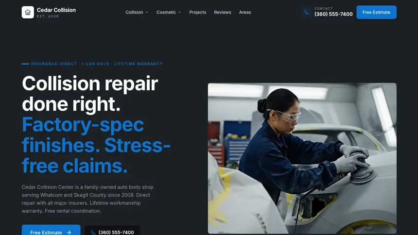Collision Repair Friendly App demo website thumbnail