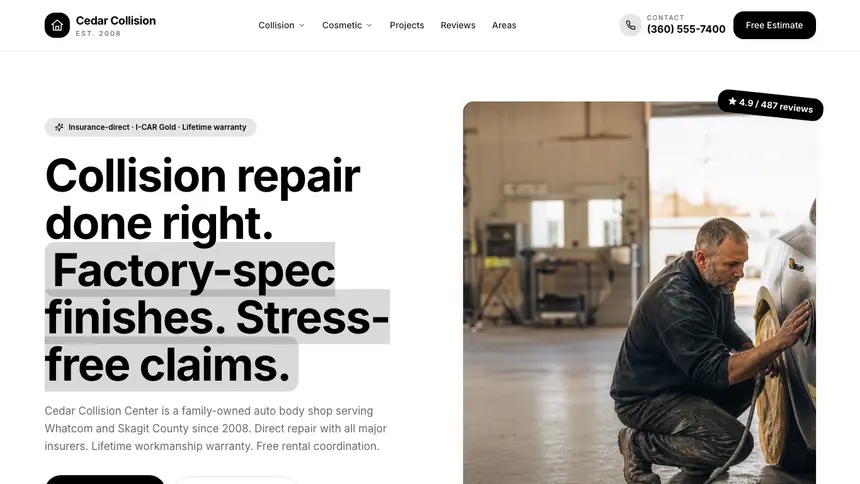 Collision Repair Playful Creative demo website thumbnail
