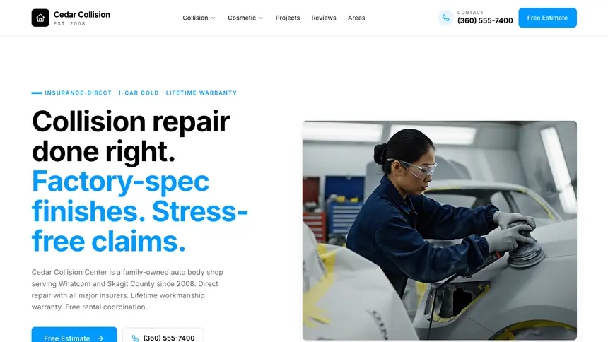 Collision Repair Motion Forward demo website thumbnail