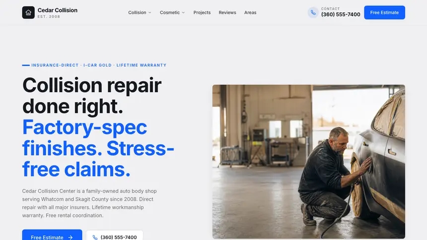 Collision Repair Technical Trust demo website thumbnail