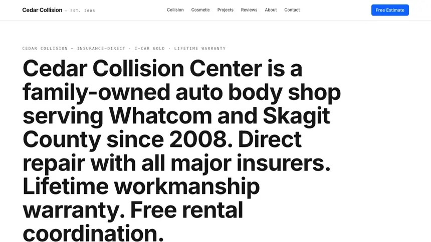 Collision Repair Enterprise Classic demo website thumbnail