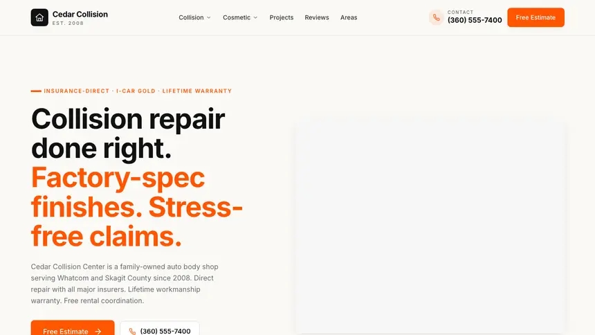 Collision Repair Approachable Support demo website thumbnail