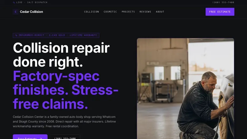 Collision Repair Deep Contrast demo website thumbnail