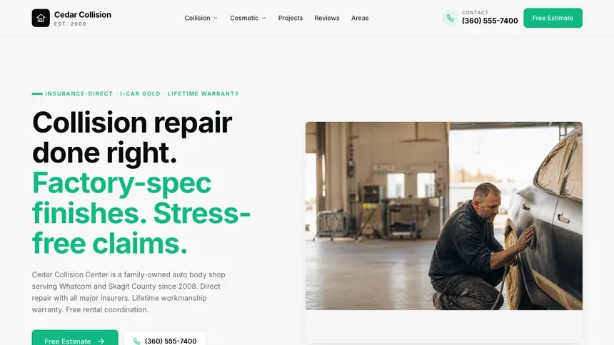 Collision Repair Sleek Minimal demo website thumbnail