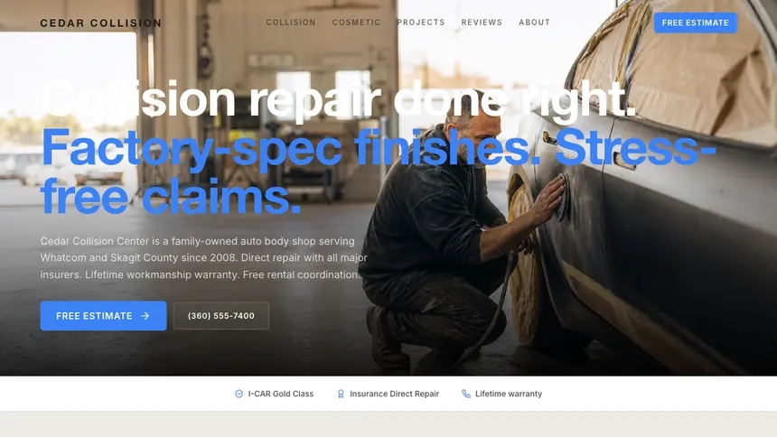 Collision Repair Soft Inviting demo website thumbnail