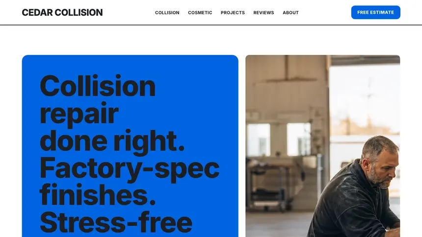 Collision Repair Open Social demo website thumbnail