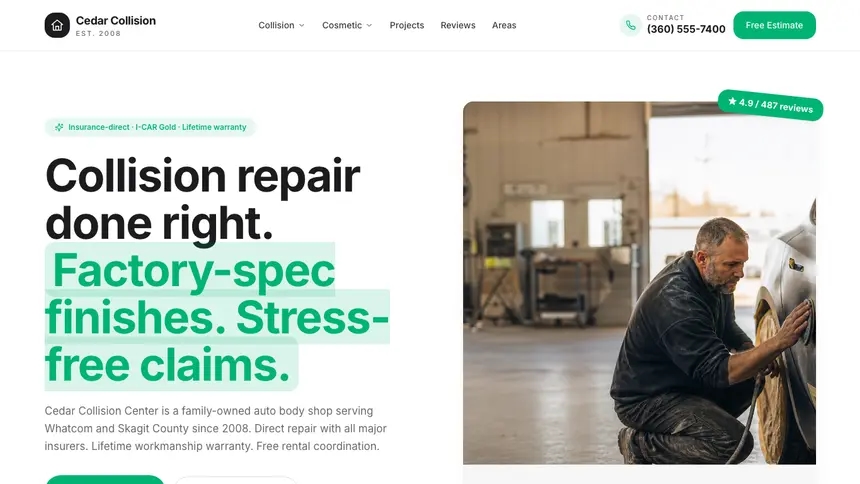 Collision Repair Open Canvas demo website thumbnail