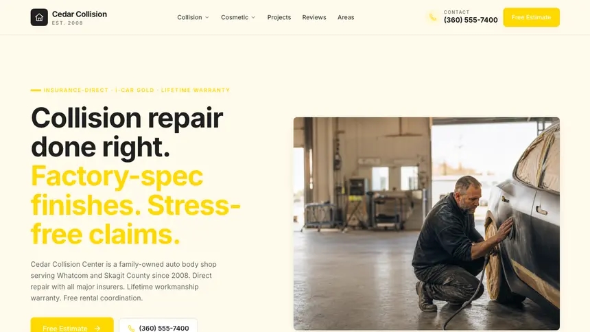 Collision Repair Refined Tech demo website thumbnail