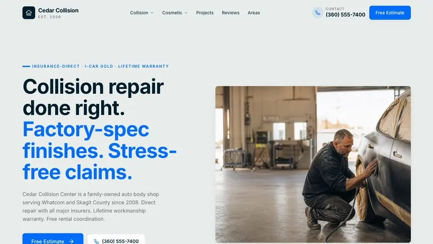 Collision Repair Fresh Green demo website thumbnail
