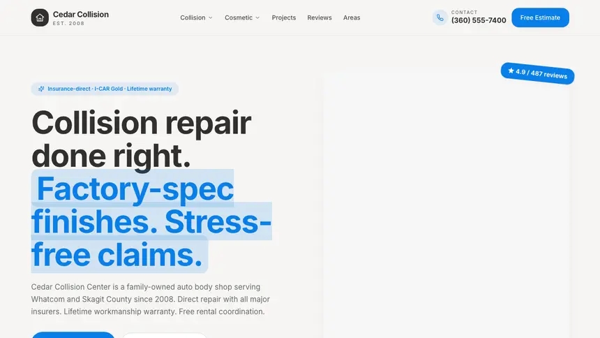 Collision Repair Clean Editorial demo website thumbnail