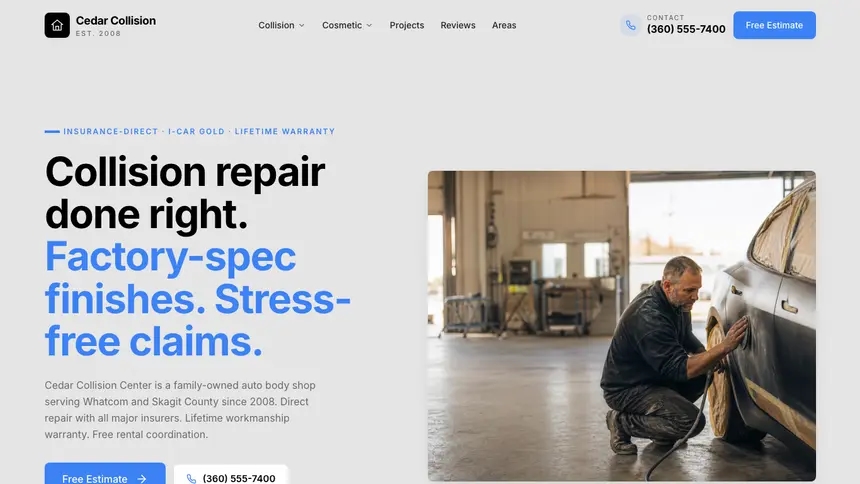 Collision Repair Friendly Minimal demo website thumbnail