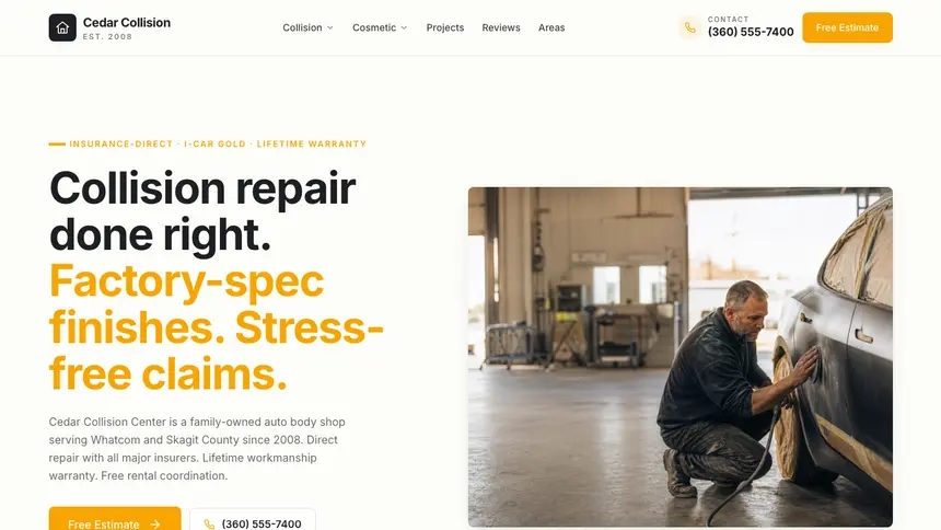 Collision Repair Playful Product demo website thumbnail