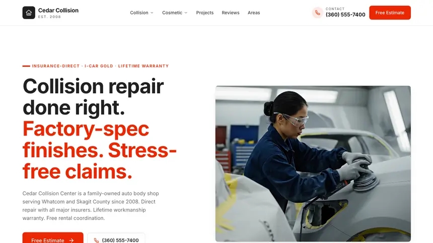 Collision Repair Technical Clean demo website thumbnail