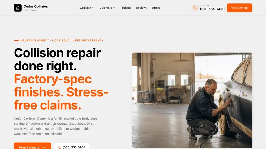 Collision Repair Minimal Mail demo website thumbnail