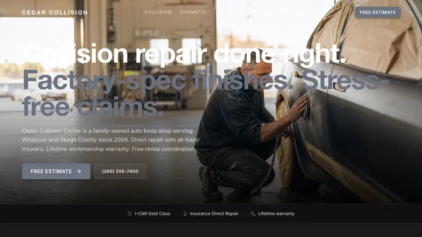 Collision Repair Creative Studio demo website thumbnail