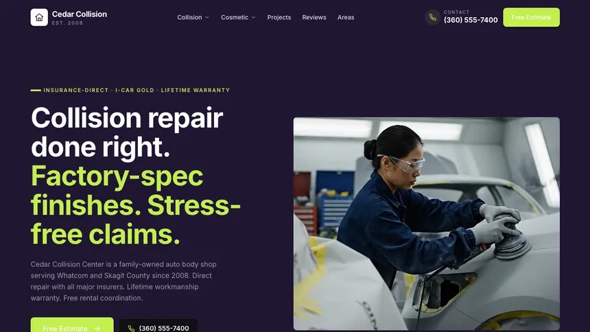 Collision Repair Focused Monitor demo website thumbnail