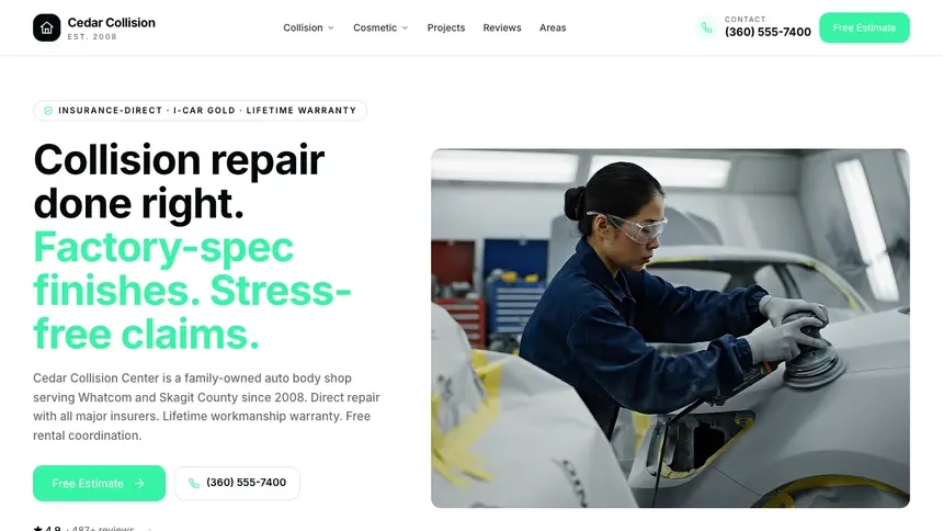 Collision Repair Commerce Ready demo website thumbnail