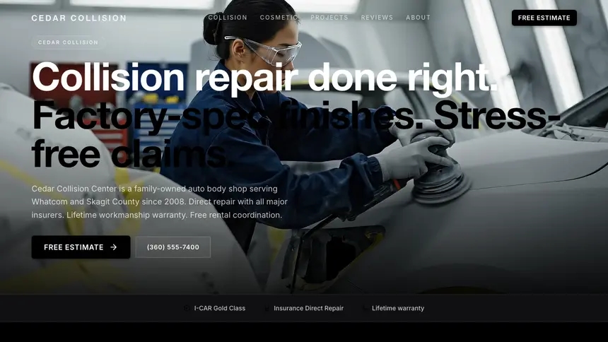 Collision Repair High Contrast demo website thumbnail