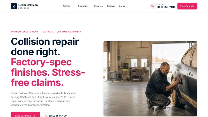 Collision Repair Polished Gradient demo website thumbnail