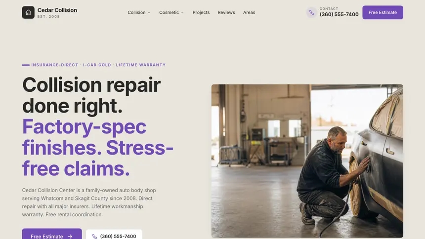 Collision Repair Sleek Premium demo website thumbnail