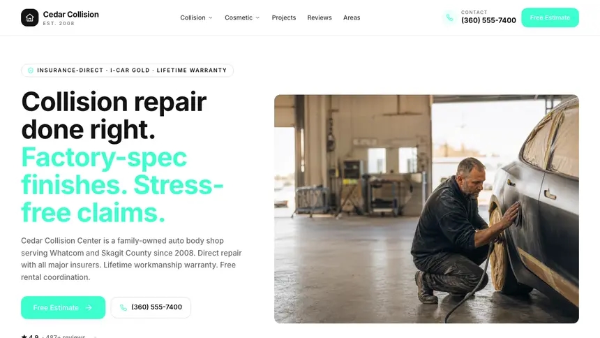 Collision Repair Editorial Media demo website thumbnail