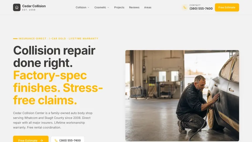 Collision Repair Energetic Tech demo website thumbnail