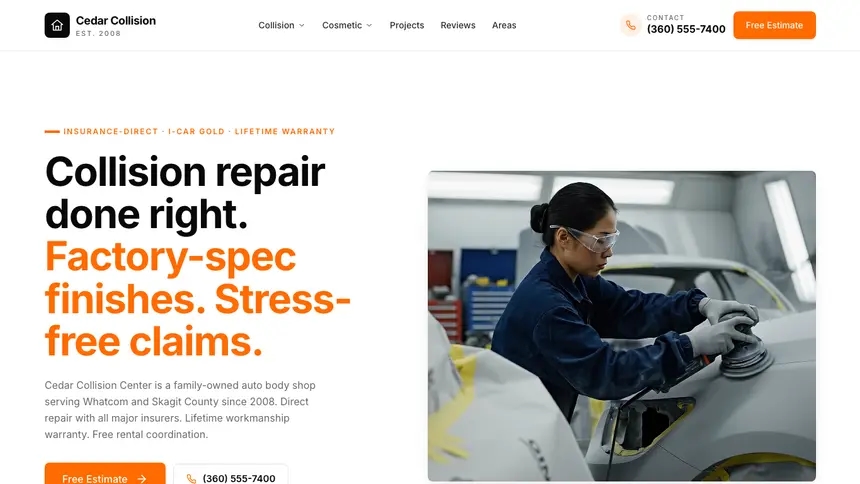 Collision Repair Designer Flexible demo website thumbnail