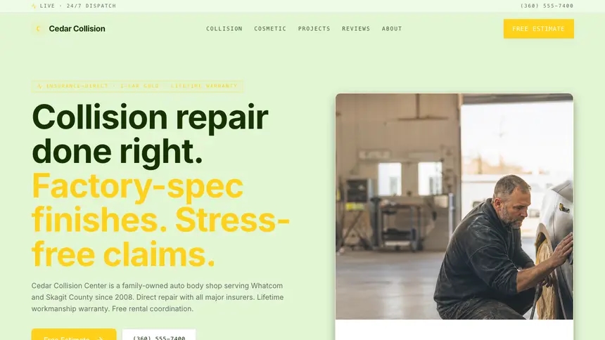 Collision Repair Bright Finance demo website thumbnail