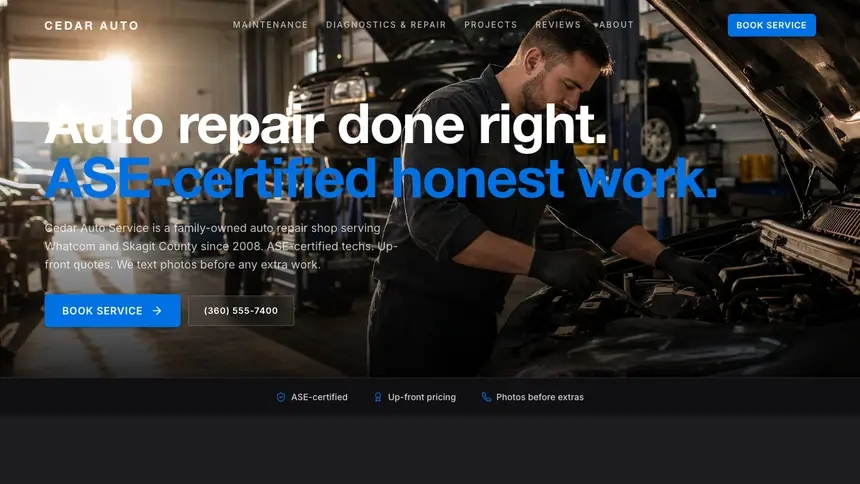 Auto Repair Minimal Premium demo website thumbnail