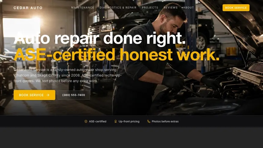 Auto Repair Performance Accent demo website thumbnail