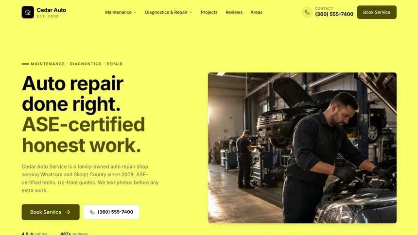 Auto Repair Data Clarity demo website thumbnail