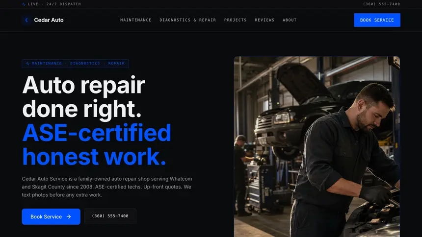Auto Repair Trusted Finance demo website thumbnail