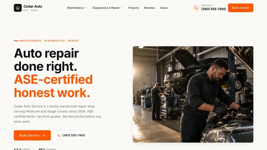 Auto Repair Approachable Support demo website thumbnail