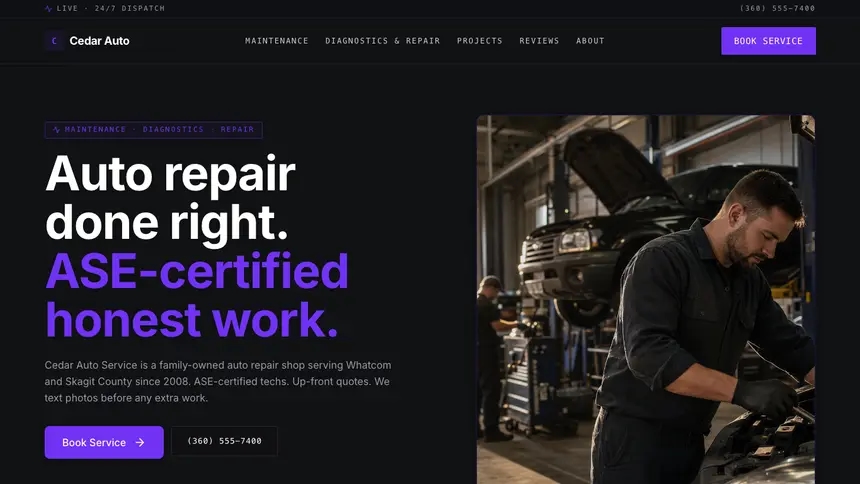 Auto Repair Deep Contrast demo website thumbnail
