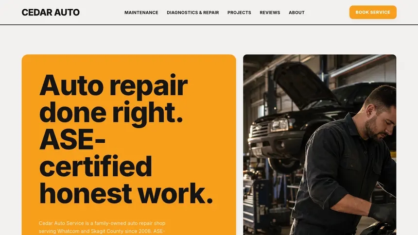 Auto Repair Confident Brand demo website thumbnail