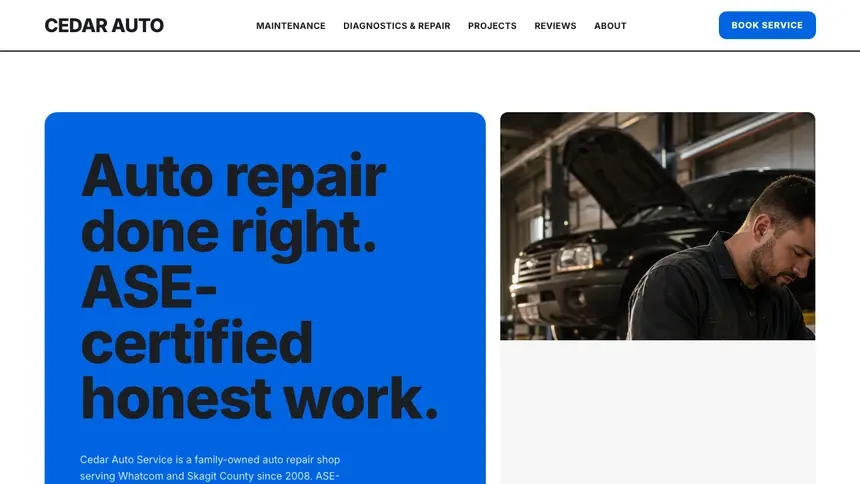 Auto Repair Open Social demo website thumbnail