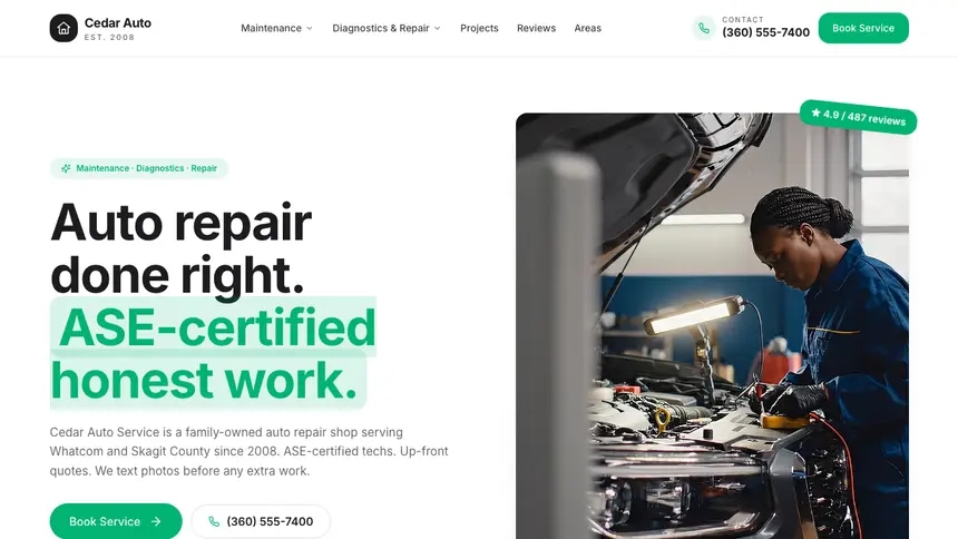 Auto Repair Open Canvas demo website thumbnail